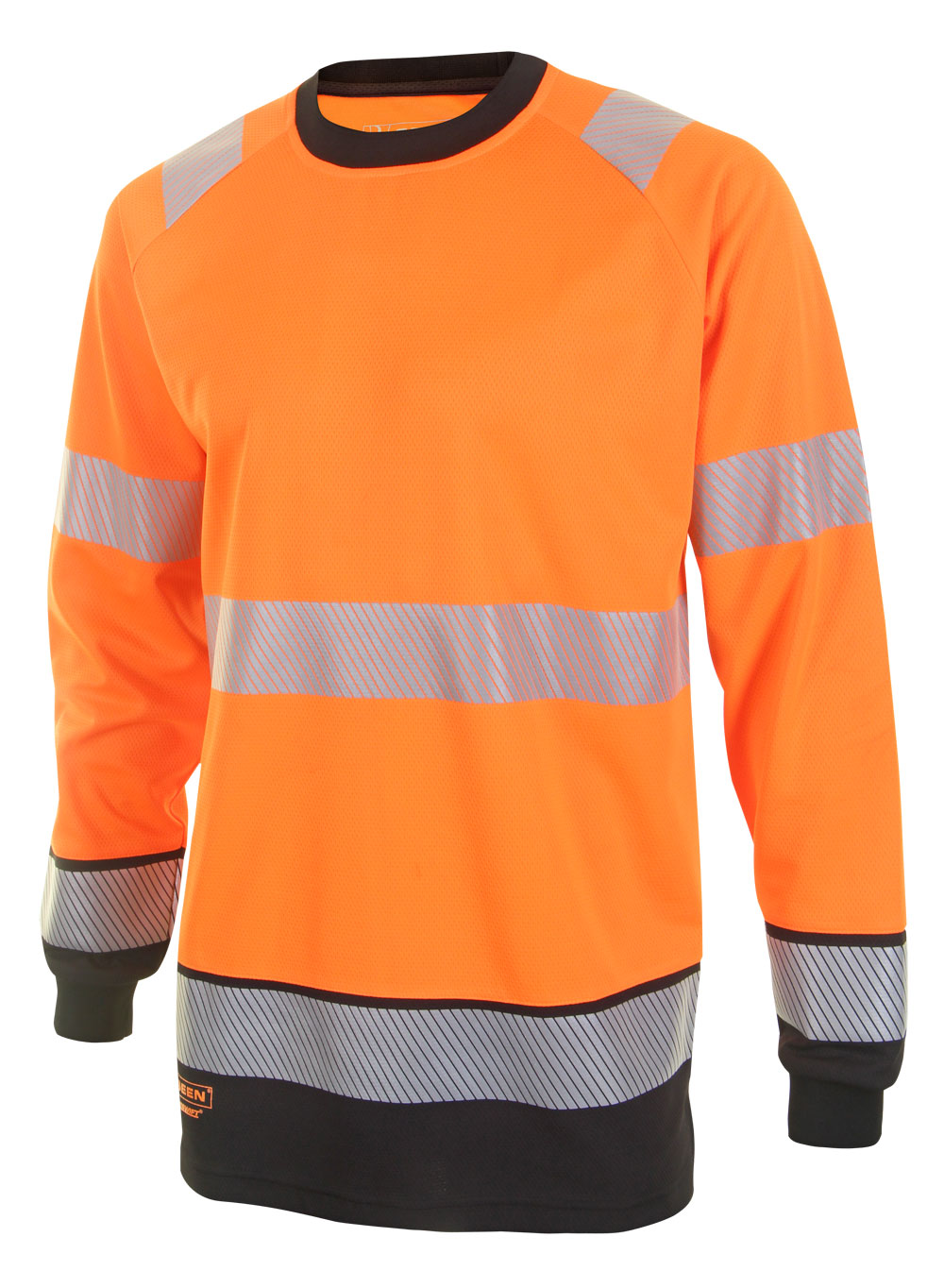 B-Seen HVTT005RBL Two Tone Long Sleeve T-Shirt - Orange/Black | SIIS