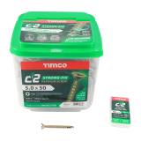 Timco 5.0 x 50 C2 WoodScrews 600/Tub  Image 1 Thumbnail