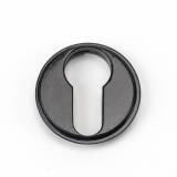 Black Round Euro Escutcheon (Plain Rose) Image 3 Thumbnail