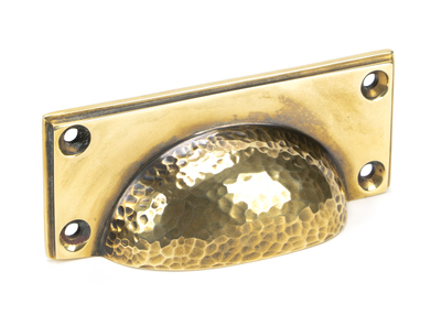 Added Anvil 46036 Aged Brass Hammered Art Deco Drawer Pull To Basket