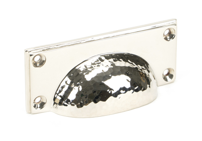 Added Polished Nickel Hammered Art Deco Drawer Pull To Basket