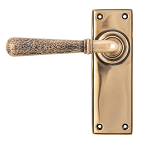 Added Polished Bronze Hammered Newbury Lever Latch Set To Basket