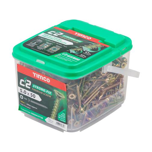 Timco 5.0 x 50 C2 WoodScrews 600/Tub  Image 3