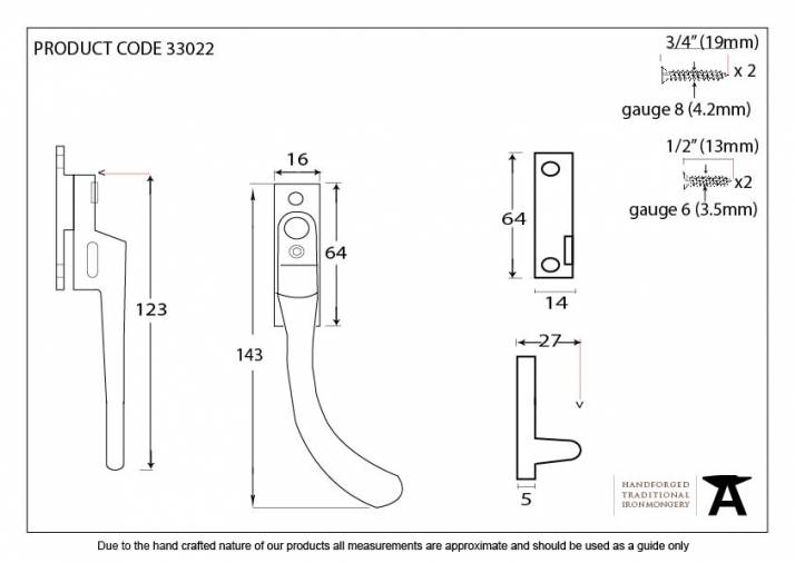 Beeswax Night-Vent Locking Peardrop Fastener - RH Image 3