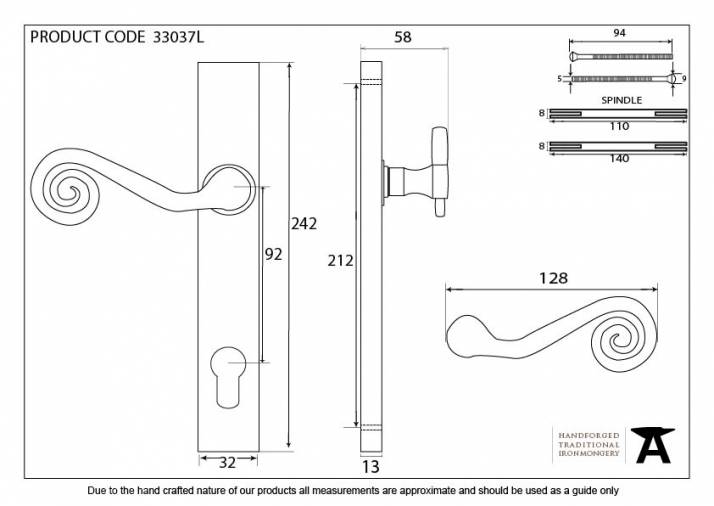 Black Monkeytail Slimline Lever Espag. Lock Set - LH Image 9