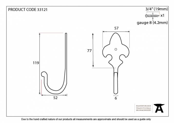 Beeswax Fleur-De-Lys Coat Hook Image 2