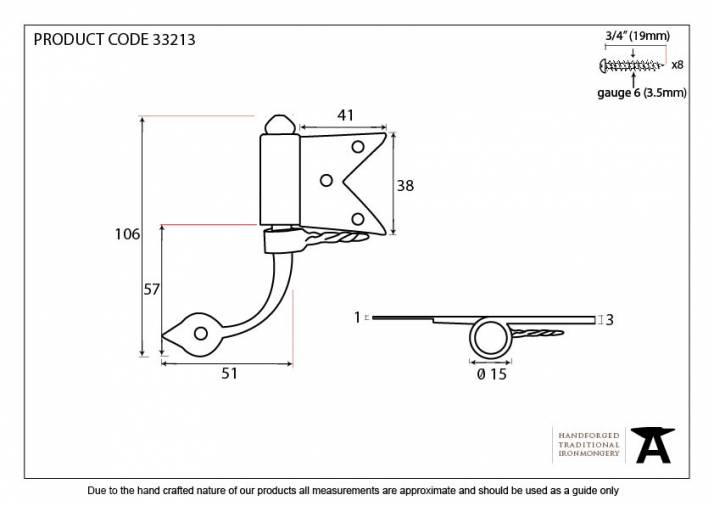 Beeswax Shutter Hinge (pair) Image 2