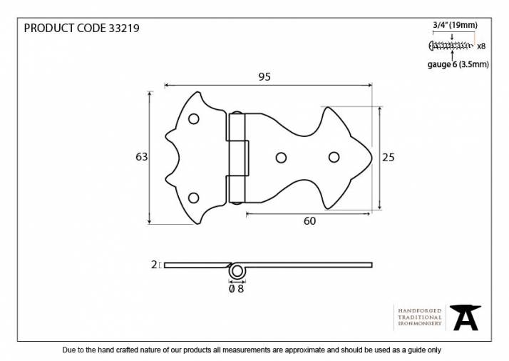 Beeswax Ornate Hinge (pair) Image 2