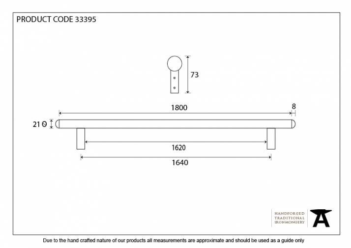 Pewter 1800mm Pull Handle Image 3