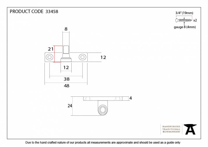 Polished Brass Cranked Stay Pin Image 2