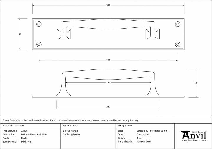 Black Pull Handle on Backplate Image 3