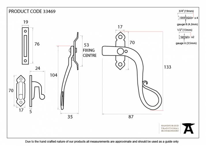 Black Locking Shepherd's Crook Fastener - RH Image 3