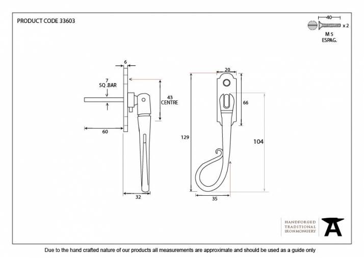 Pewter Shepherd's Crook Espag - LH Image 2