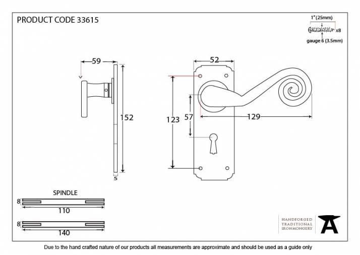 Pewter Monkeytail Lever Lock Set Image 6