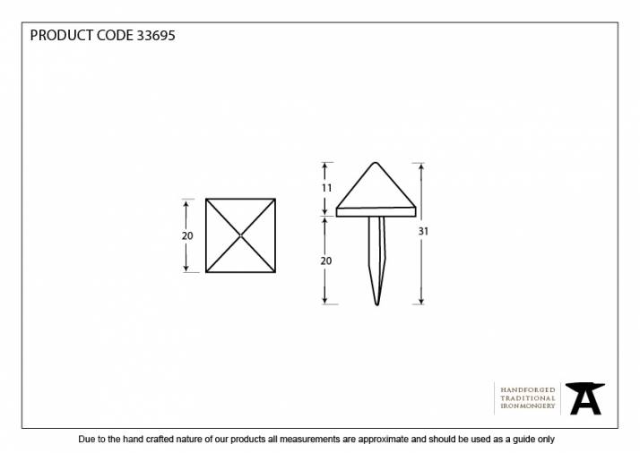 Pewter Pyramid Door Stud - Medium Image 3