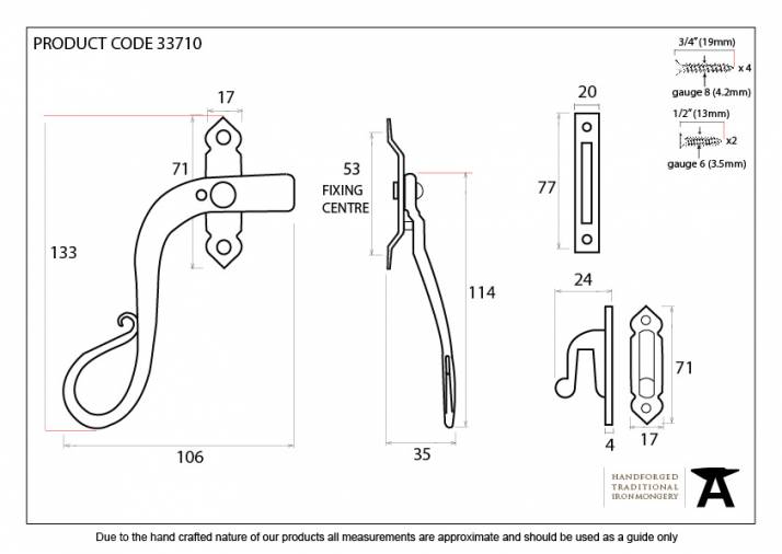 Pewter Locking Shepherd's Crook Fastener - LH Image 3