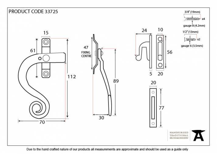 Pewter Locking Monkeytail Fastener - LH Image 2