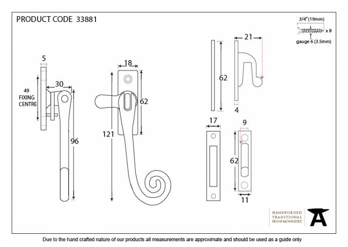 Black Locking Deluxe Monkeytail Fastener - RH Image 2