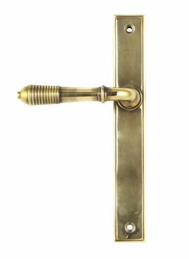 Anvil 45419 Aged Brass Reeded Slimline Lever Latch Set Image 1