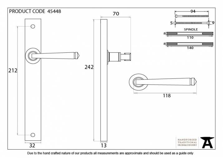 Anvil 45448 Aged Brass Avon Slimline Lever Latch Set Image 6