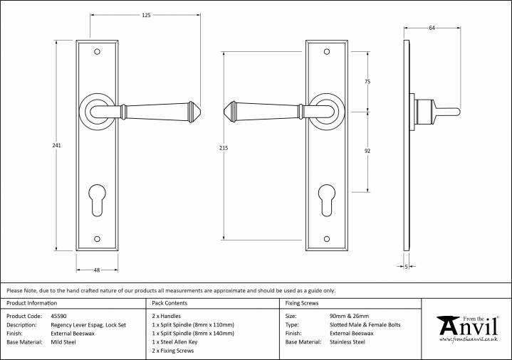 External Beeswax Regency Lever Espag. Lock Set Image 5