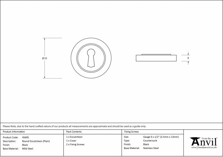 Black Round Escutcheon (Plain Rose) Image 6