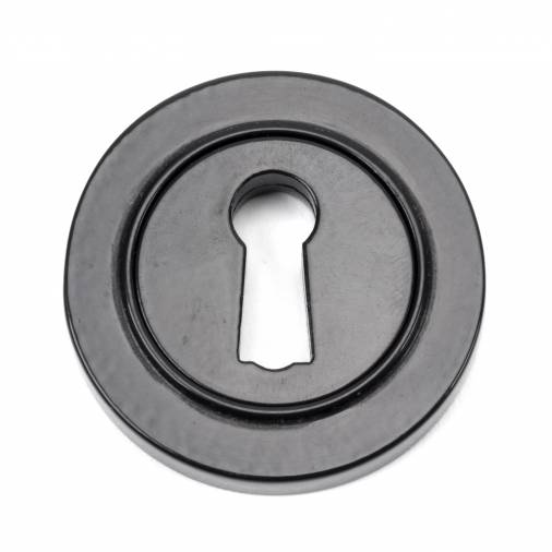 Black Round Escutcheon (Plain Rose) Image 1