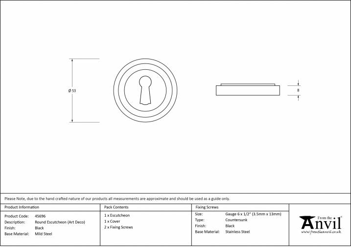 Black Round Escutcheon (Art Deco Rose) Image 6