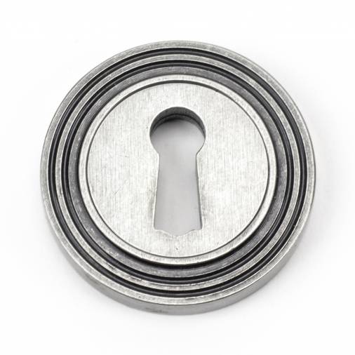 Pewter Round Escutcheon (Beehive Rose) Image 1