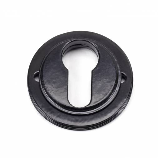 Black Round Euro Escutcheon (Plain Rose) Image 4