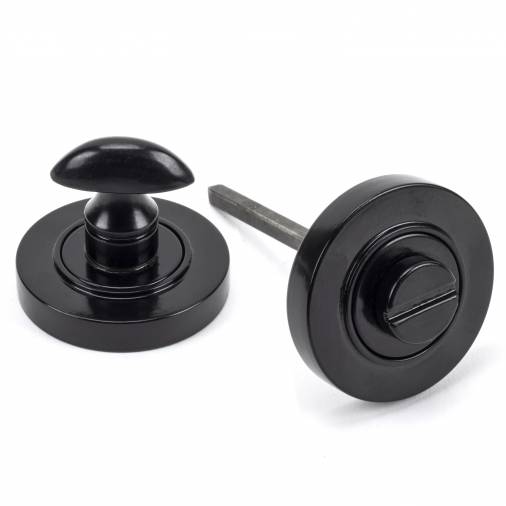 Black Round Thumbturn Set (Plain Rose) Image 1