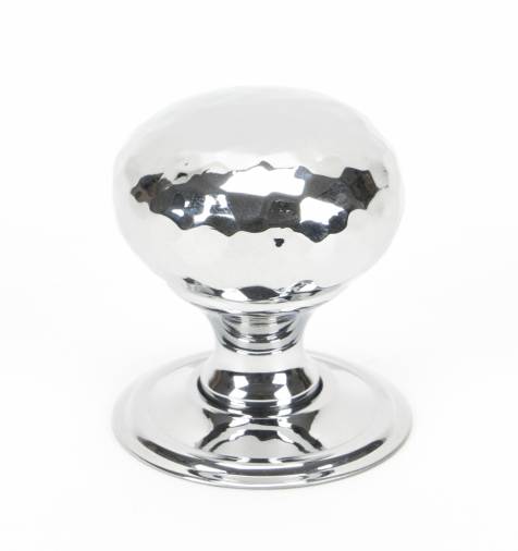 Polished Chrome Hammered Mushroom Cabinet Knob 32mm Image 1