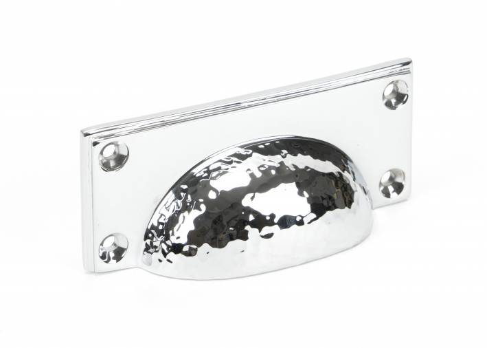 Polished Chrome Hammered Art Deco Drawer Pull Image 1