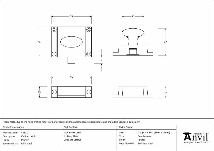 Pewter Cabinet Latch Image 2