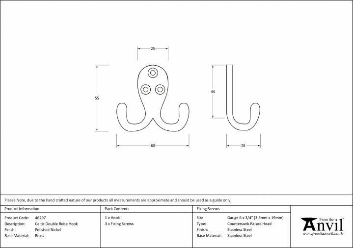 Polished Nickel Celtic Double Robe Hook Image 2