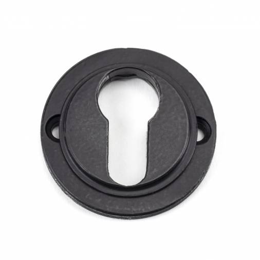 Matt Black Round Euro Escutcheon (Plain Rose) Image 4