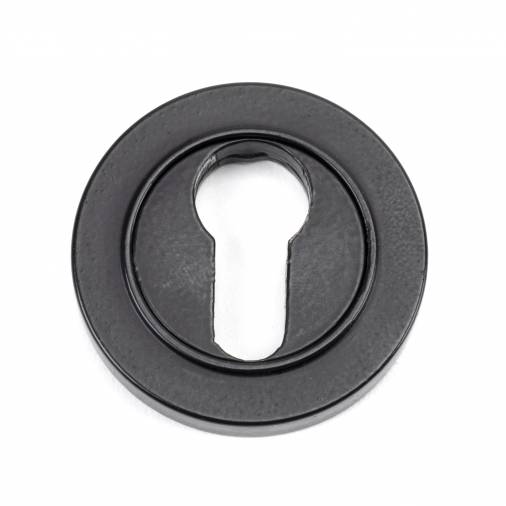 Matt Black Round Euro Escutcheon (Plain Rose) Image 1