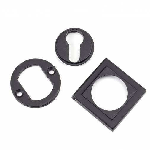 Matt Black Round Euro Escutcheon (Square Rose) Image 3