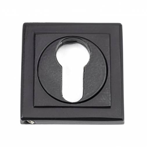 Matt Black Round Euro Escutcheon (Square Rose) Image 1