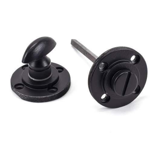 Matt Black Round Thumbturn Set (Art Deco Rose) Image 5