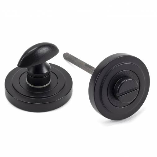 Matt Black Round Thumbturn Set (Art Deco Rose) Image 1