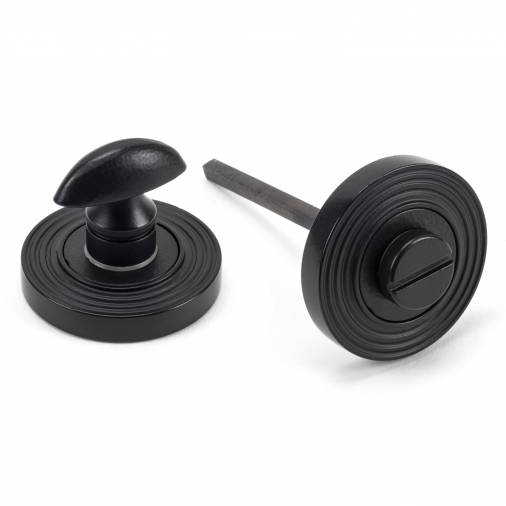 Matt Black Round Thumbturn Set (Beehive Rose) Image 1