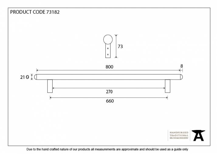 Pewter 800mm Pull Handle Image 3