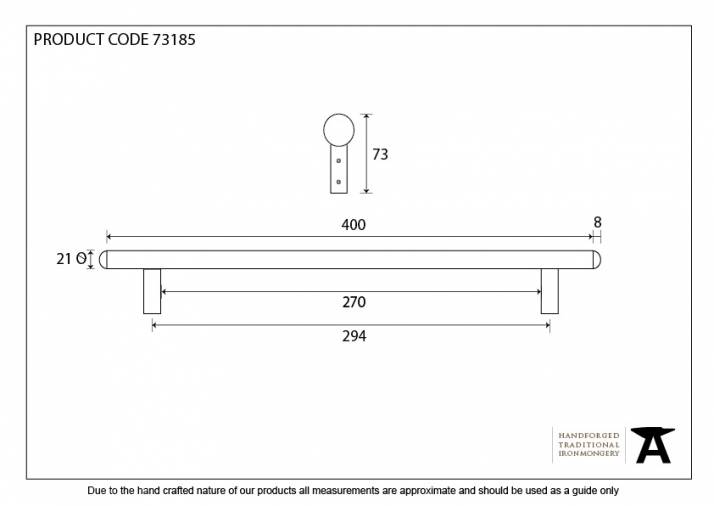 Pewter 400mm Pull Handle Image 4