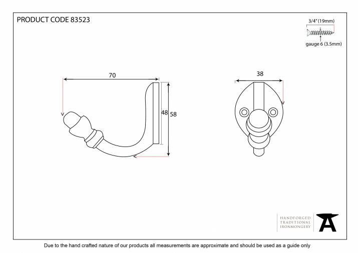 Natural Smooth Coat Hook Image 2