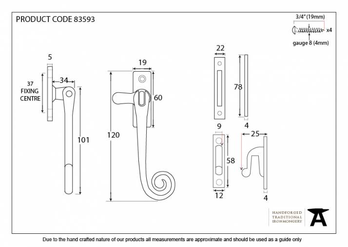 Polished Brass Monkeytail Fastener Image 2