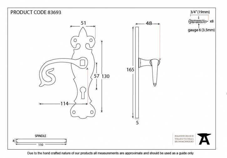 Black Curly Lever Lock Set Image 2