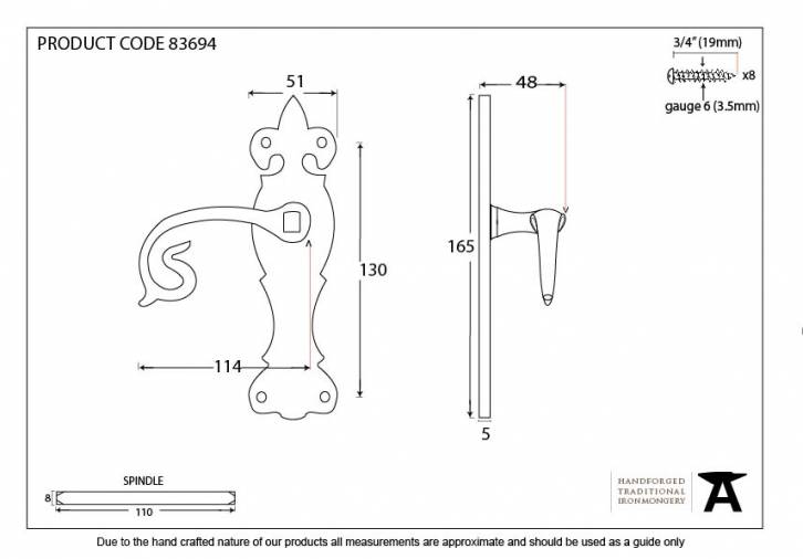 Black Curly Lever Latch Set Image 2