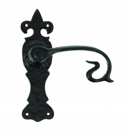 Black Curly Lever Latch Set Image 1