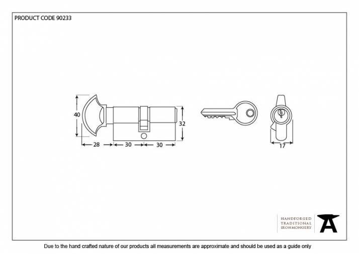 Black 30/30 6pin Euro Cylinder/Thumbturn Image 2